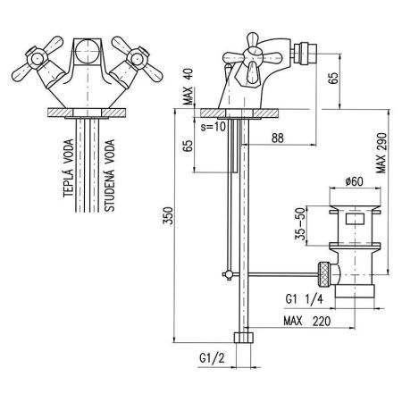 Смеситель для биде Rav Slezak MORAVA MK145.5KZ, золото, артикул MK145.5KZ