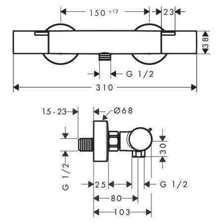 HG Ecostat Fine Термостат для душа, внешнего монтажа, матовый черный, артикул 13324670