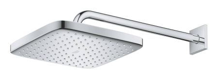Верхний душ GROHE Tempesta 250 CUBE, квадратный + Душевой кронштейн 380 мм, хром (26682000), артикул 26682000