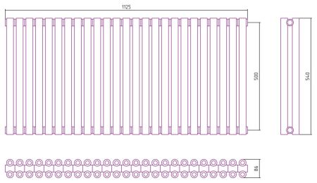 Отопительный радиатор ЭСТЕТ-00 н/ж 500х1125 / 25 сек (Состаренная Латунь)