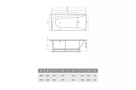 Ванна акриловая правосторонняя Vayer BOOMERANG Гл000010523, 180x80, артикул Гл000010523