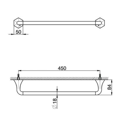 Полотенцедержатель, Cisal, Chérie, одинарный, ширина, мм-450, глубина, мм-84, цвет-Rose Gold