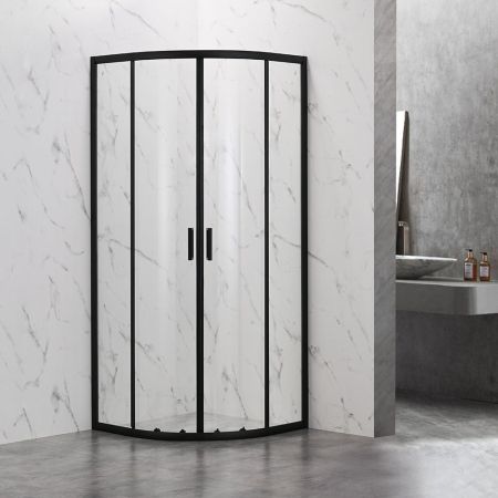 Душевой угол Veconi Rovigo RV-202B, 800x800x1900, черный, стекло прозрачное, артикул RV202B-80-01-C6