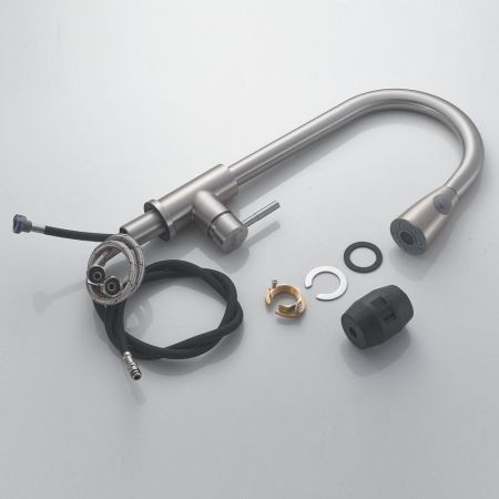 Смеситель для кухни с выдвижным изливом Raffine F213L, сатин