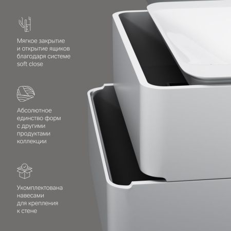 M30FHX0802WG Sensation, База под раковину, подвесная, 80 см, ящики, белый, глянцевая, шт, артикул M30FHX0802WG