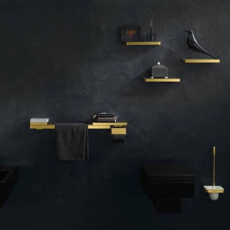 AXOR Universal Softsquare Держатель туалетной бумаги с крышкой, цвет полированное золото, артикул 42836990