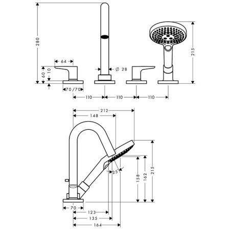 AX Citterio M Смеситель для край ванны, цвет шлифованная бронза, артикул 34444140