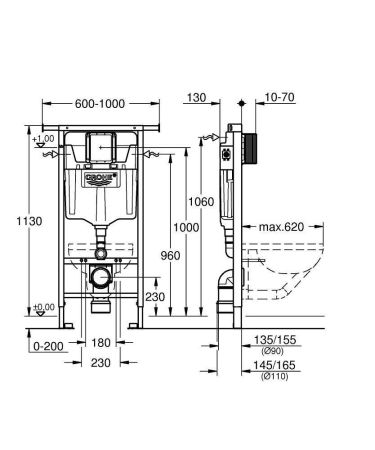 Система инсталляции для унитаза GROHE Rapid SL (1,13 м) (38588001)