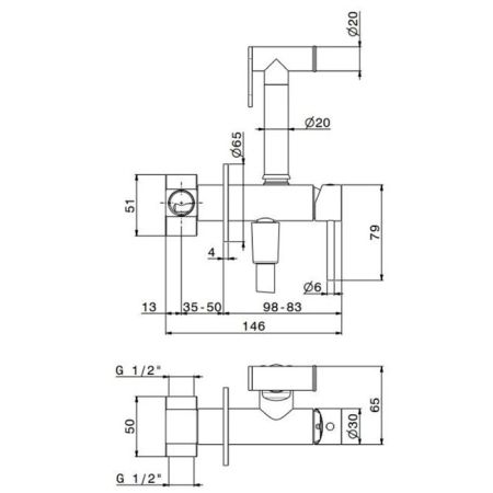 Cмеситель с гигиеническим душем встроенного монтажа, хром, артикул 886KM.21.018