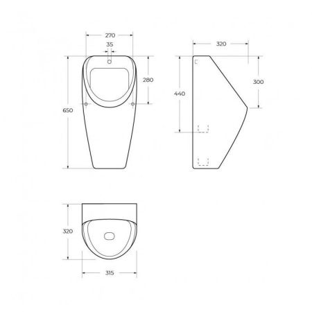 Писсуар подвесной CEZARES CZR-5871-UH, артикул CZR-5872-SPR