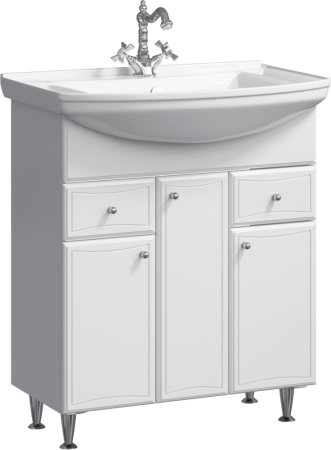 "Барселона-Люкс" тумба под умывальник Стиль 750 на ножках с двумя ящиками и корзиной Ba-L.01.07.К, ТМ «AQWELL, артикул BA0107K