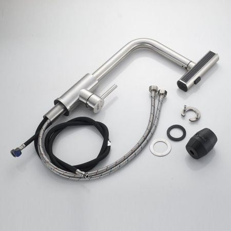 Смеситель для кухни с мультифункциональным изливом Raffine F203L, сатин