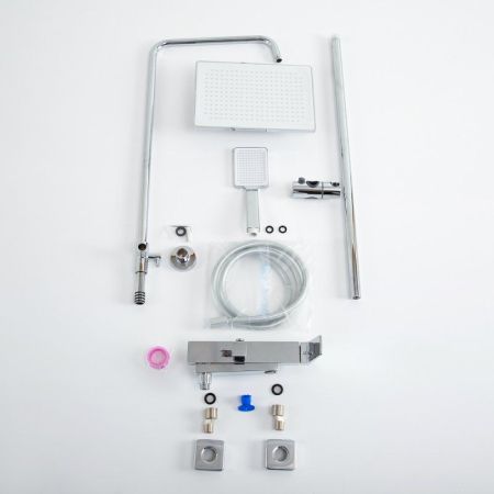 ARDENTE Комплект для ванной - душевая стойка с изливом и смеситель для раковины, артикул ARDENTE-VSCM/LVM-CRM