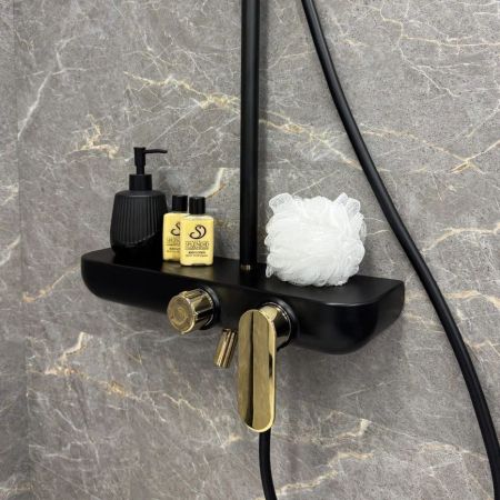 Душевая система Fixsen LINE FX-9200B, черная+золото, артикул FX-9200B