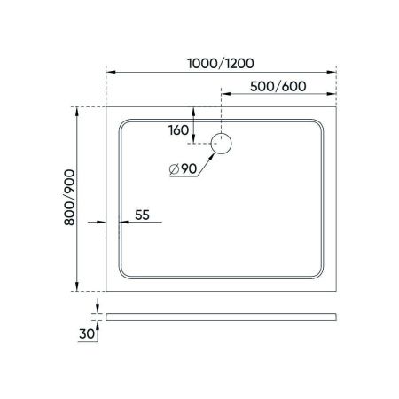 Душевой поддон Veconi Tezeo stone TZ-09, 1200x900x30, искусственный камень, белый
