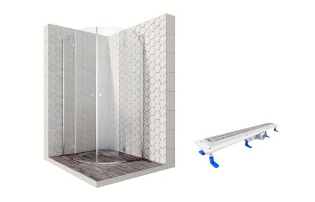 Душевой уголок Ambassador Diamond 12011102-ST6, полукруглый, линейный трап, 100х100, артикул 12011102-ST6