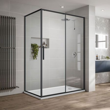 Душевой уголок Slim-U VSR-2SU9012CLB, 1200*900, м.черный, стекло прозрачное, артикул VSR-2SU9012CLB