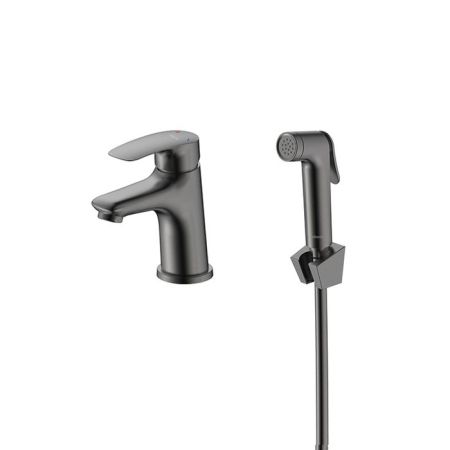 Смеситель для умывальника с гигиеническим душем Milardo Rora графит (RORGM01M08), артикул RORGM01M08