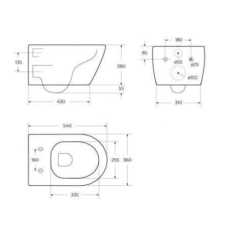 Сиденье дюропласт, soft close, металлическое крепление CZR-090-SC-GM-BORO, артикул CZR-090-SC-GM-BORO