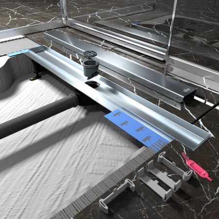 Душевой лоток (двухсторонняя решетка) TIMO Drain Protect DP20900-PG20900, сатин, артикул DP20900-PG20900