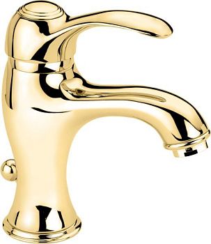 Emmevi Harmony, однорычажный смеситель для раковины (излив 11 см), с донным клапаном, цвет золото