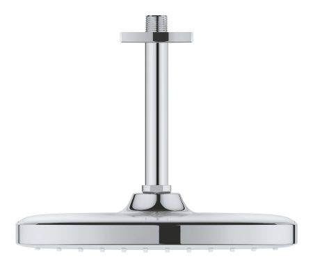 Верхний душ GROHE Tempesta 250 CUBE, квадратный + Душевой кронштейн потолочный 142 мм, хром (26683000)