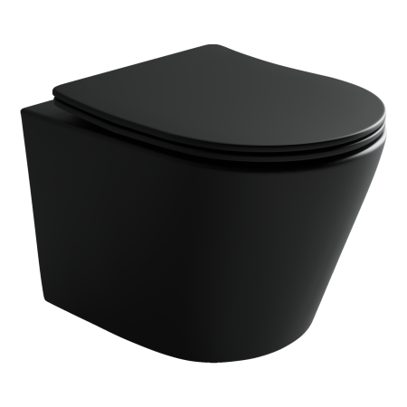 Подвесной унитаз Balearica Rimless, с крепежом , ультратонким сидением с функцией плавного закрытия, черный матовый, артикул CN6000MB