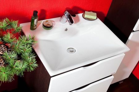 Тумба под раковину Бриклаер Токио 60 Венге Белый глянец, артикул 4627125411649