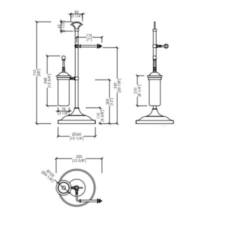 DEVON&DEVON SINGLE Стойка напольная с бумагодержателем и ершиком, цвет светлое золото, артикул SL12OT