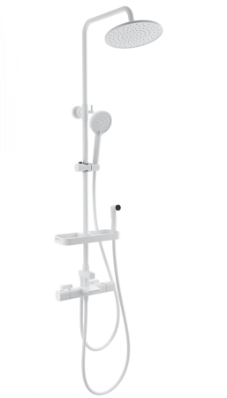 Душевая система с термостатом WONZON & WOGHAND Plate, Белый матовый (WW-C3017-A1-MW), артикул WW-C3017-A1-MW