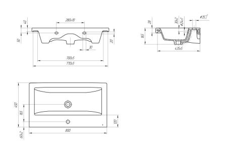 Раковина Cersanit Como 80