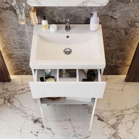 Тумба Onika Стрим 60 напольная, белая (ум. Como 60)