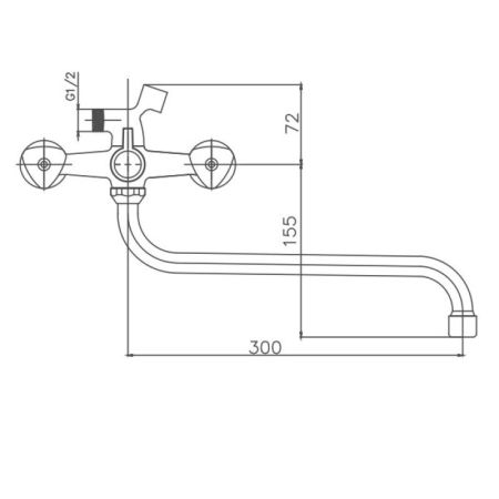 Смеситель для ванны Cron CN2208-2, хром