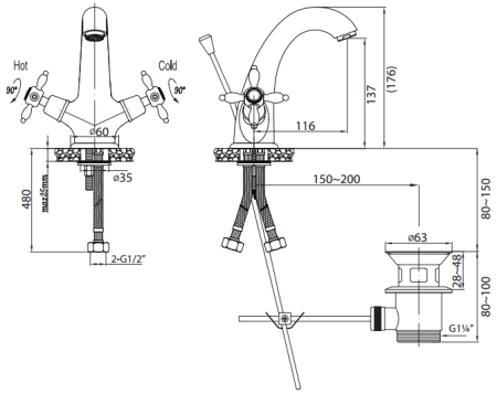Смеситель для раковины CEZARES NOSTALGIA-LS1