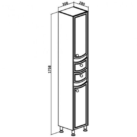 Шкаф пенал Runo Аликанте 30 4620750021870 Скандинавский Дуб Белый, артикул 4620750021870
