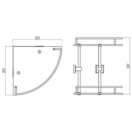 Полка угловая стеклянная Savol S-095322, хром, артикул S-095322