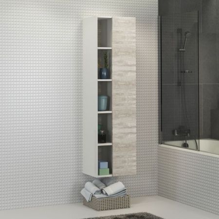 Шкаф пенал Comforty Прага 45 4136272 подвесной Дуб белый, артикул 4136272