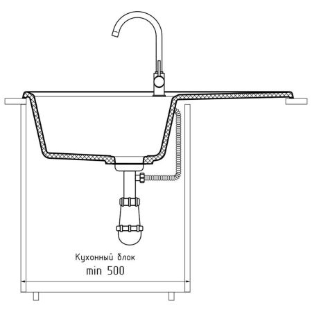 Кухонная мойка GranFest UNIQUE 840L, топаз, артикул U-840L топаз