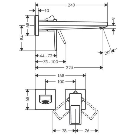 HG Metropol Встраиваемый смеситель для раковины, излив 225мм (внешняя часть), цвет: хром, артикул 74526000