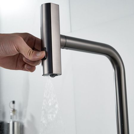 Смеситель для кухни с мультифункциональным изливом Raffine F203T, оружейная сталь, артикул F203T