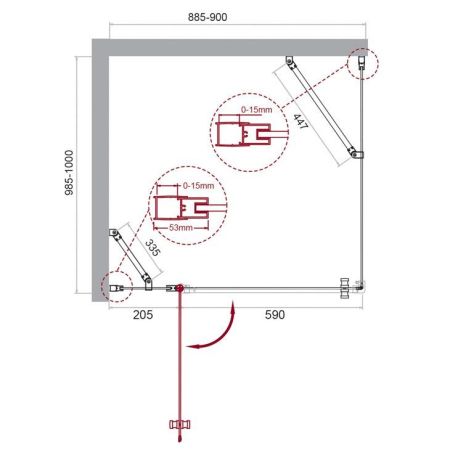 Душевой уголок BelBagno ETNA-AH-12-100/90-C-Cr, артикул ETNA-AH-12-100/90-C-Cr