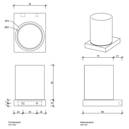 Стакан, Decor Walther, Contract, WMG, одинарный, ширина, мм-80, глубина, мм-100, высота, мм-100, настенный, материал стакана-стекло матовое, материал держателя-металл, цвет-черный матовый, артикул 0651860