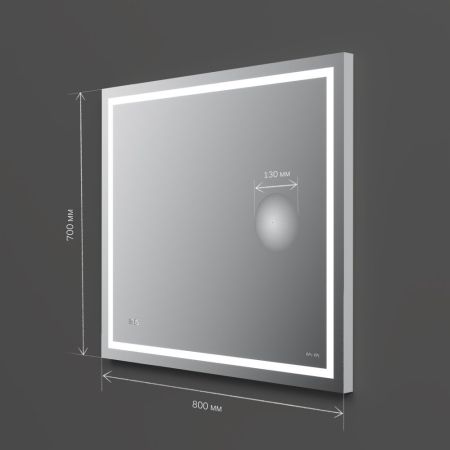 M91AMOX0803WG Универсальное зеркало с контурной Led-подсветкой, часами и косметическим зеркалом, 80
