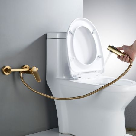 Гигиенический душ со смесителем Shevanik S4305G-1, золотой сатин