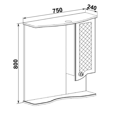 Зеркальный шкаф Runo правый Милано 75 (УТ000002098), артикул УТ000002098
