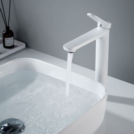 Смеситель для раковины высокий Shevanik S4311C, белый