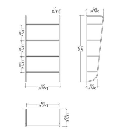 DEVON MakeUp Этажерка открытая с полочками стеклянными 450х865 мм, цвет хром, артикул MAKEUPCR