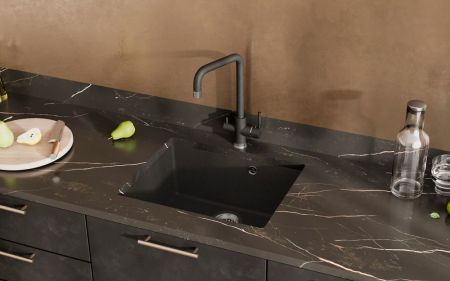 Кухонная мойка Ulgran Quartz Under 500-07, уголь, артикул Under 500-07