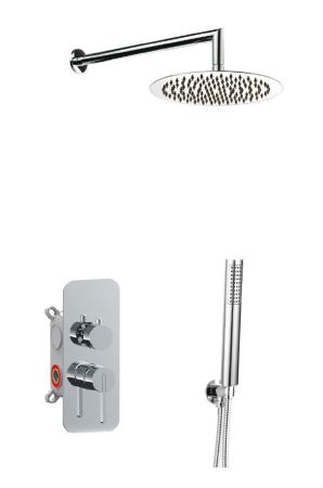 AQG Urban, душевой комплект ER232 на 2 потребителя, с настенным кронштейном, цвет хром, артикул 19URBER23202