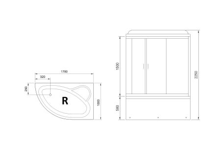 Душевая кабина Royal Bath RB 170ALP-T (прозрачное) правая